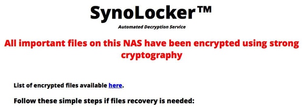 Synolocker encrypted synology NAS