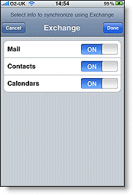 iPhone Exchange e-mail agenda's contactpersonen